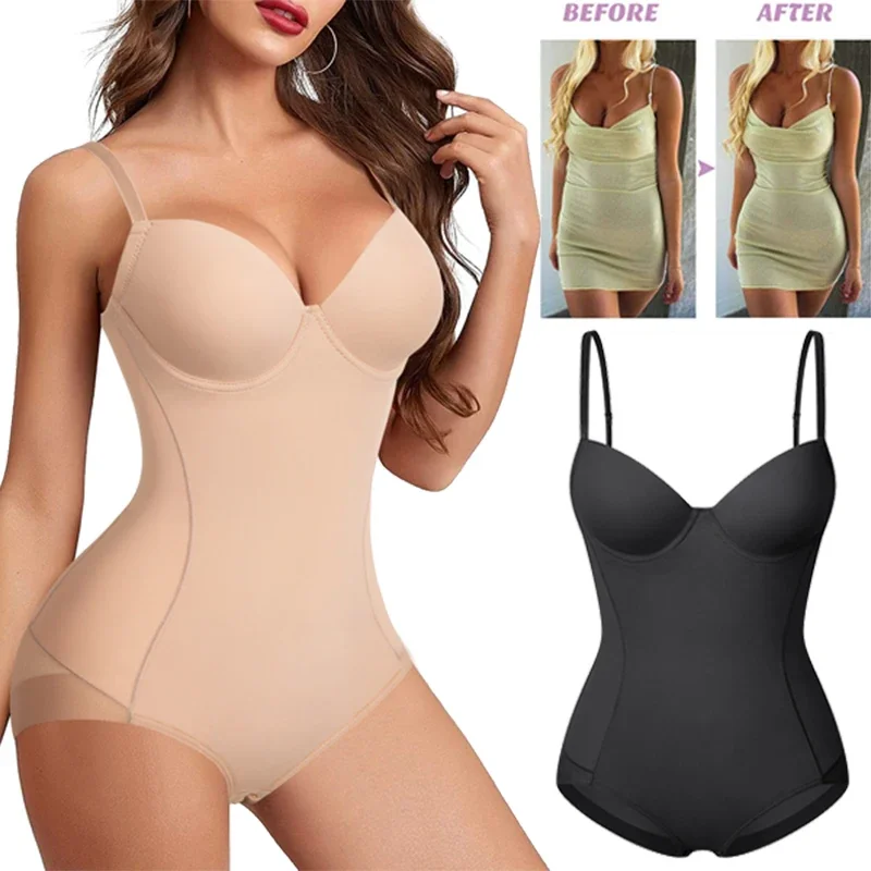 Top Trends: Waist Trainer Shapewear For Women Tummy Control Dress Backless Bodysuit Tops Body Shaper With Built-in Bra Slimming Underwear Shoppable Styles