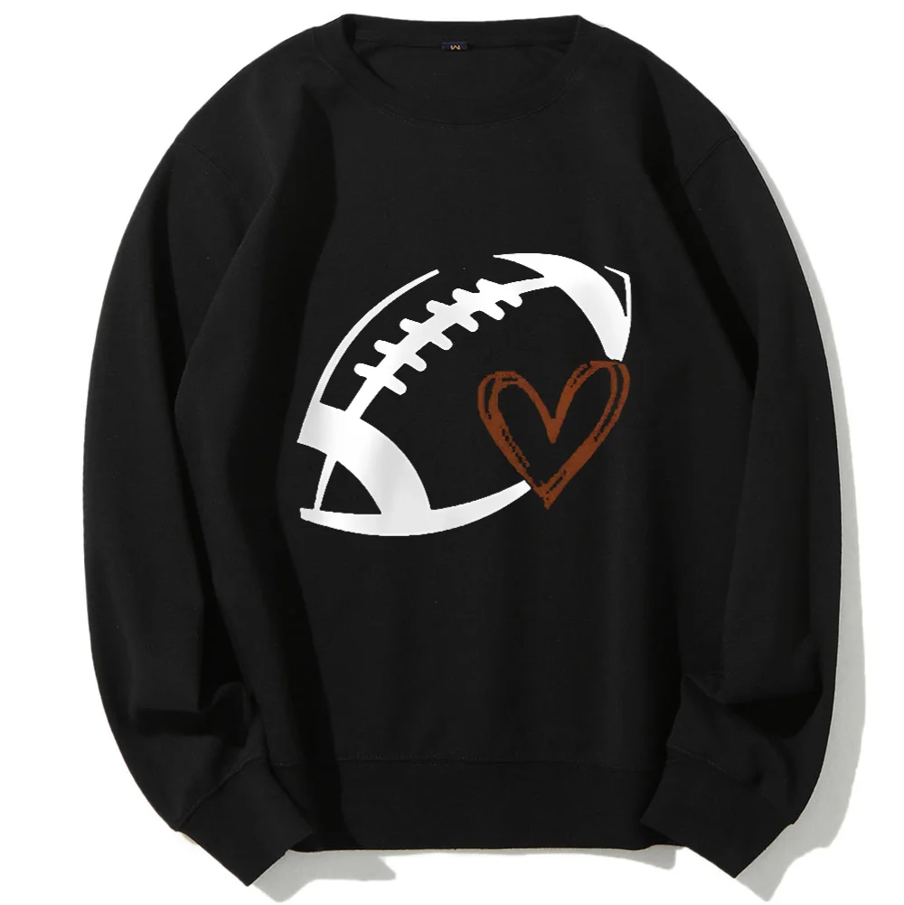 Top Trends: Vintage American Fashion Sweatshirt Football Lovers Printed Casual Versatile Top Basic Crew Neck Pullover Woman Clothing Shoppable Styles