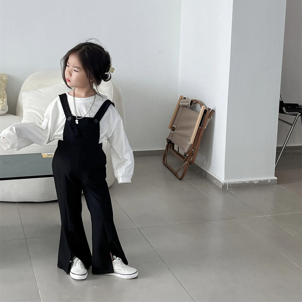 Top Trends: Girls Pants For 2-8 Years Old Korean Version Casual All-match Elastic Waist Full Length Boot Cut 2023 Spring Autumn New Shoppable Styles