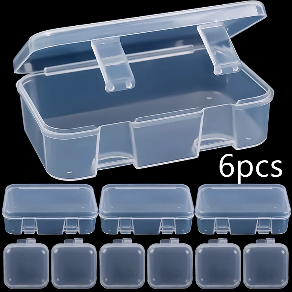 Top Trends: 6x Large And Small Size Clear Plastic Storage Box Containers With Lids Empty Hinged Small Boxes For Bank Card Beads DIY Jewelry Shoppable Styles