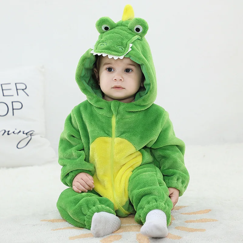 Top Trends: Lovely Crocodile Newborn Baby Clothes Boy Girl Bodysuits Halloween Cosplay Costume Ropa Bebe Winter Flannel Infant Soft Warm Shoppable Styles