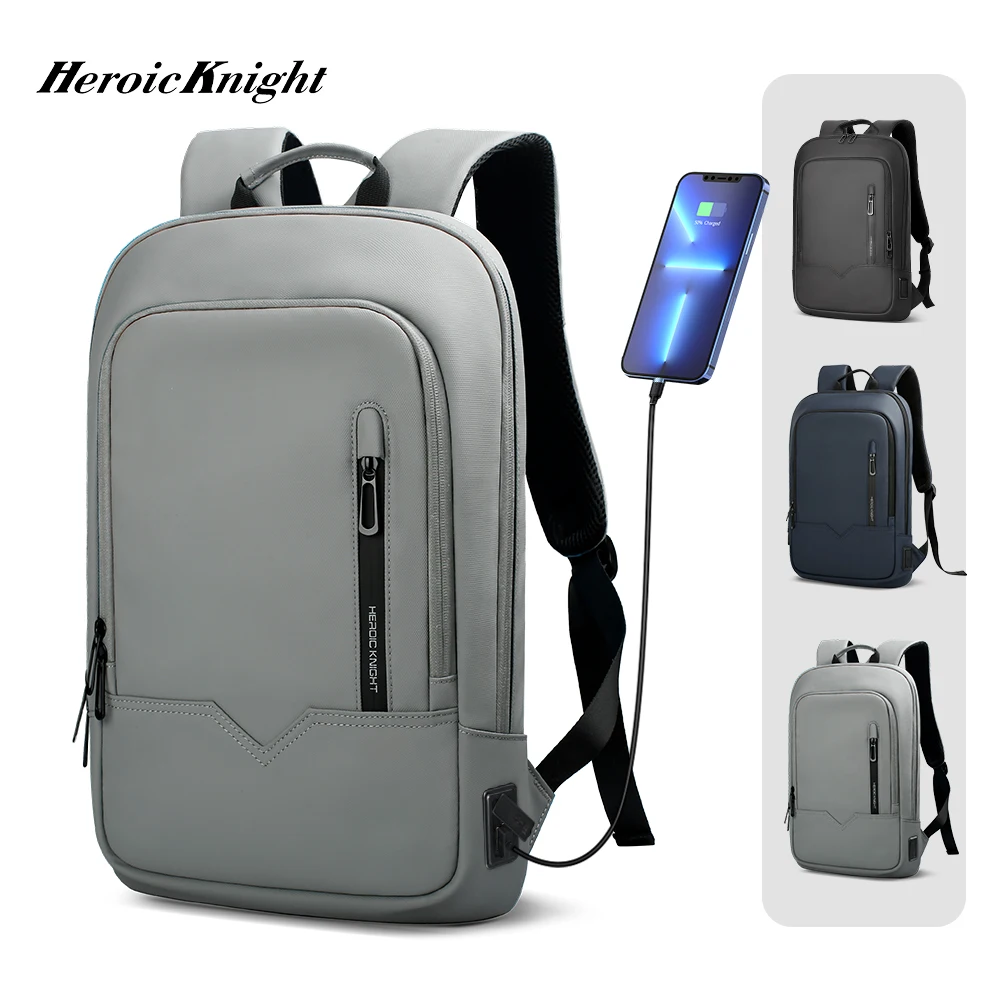 Top Trends: Heroic Knight Backpack Men Business Slim Work Waterproof 14" Laptop Bag USB Travel Backpack Women Outdoor School Backpack Black Shoppable Styles