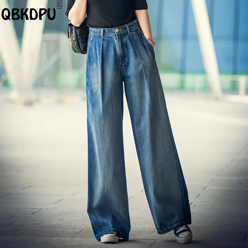 Top Trends: Oversize 80kg Baggy Wide Leg Jeans Women Streetwear Wash High Waist Denim Pants Mother Spring Korean Vintage Straight Vaqueros Shoppable Styles