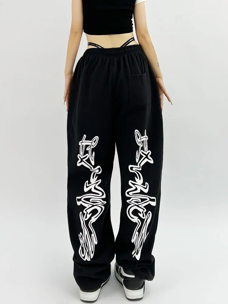 Top Trends: HOUZHOU Hip Hop Gothic Black Jogging Sweatpants Oversize Y2K Grunge Kpop Baggy Trousers Harajuku Graphic Wide Leg Sports Pants Shoppable Styles