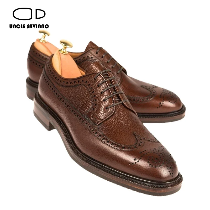 Top Trends: Uncle Saviano Derby Brogue Bridegroom Designer Dress Best Men Shoes Genuine Leather Original Handmade Business Shoes For Men Shoppable Styles