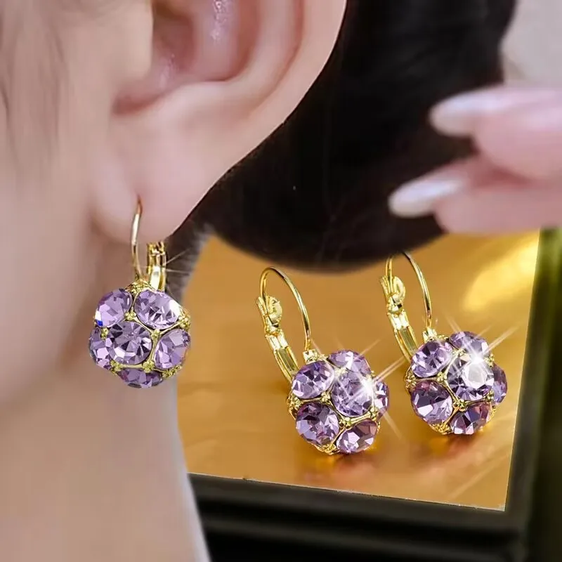 Top Trends: 2023 New Fashion Trend Unique Design Elegant Exquisite Light Amethyst Round Earrings Women Jewelry Party Premium Gift Wholesale Shoppable Styles