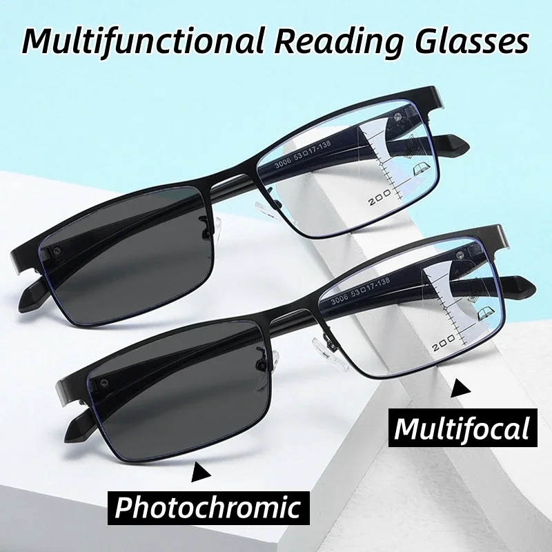 Top Trends: Men Business Progressive Multifocal Presbyopia Eyewear Fashion Color Changing Reading Glasses Women UV400 Far Sight Eyeglasses Shoppable Styles