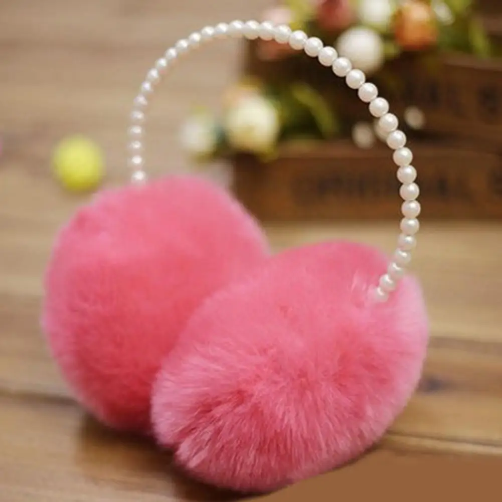 Top Trends: Plush Ear Warmer Winter Warm Earmuffs Imitation Pearl Decor Faux Rabbit Fur Plush Ear Protection Girls Ear-Muffs Ear Cover Shoppable Styles - Image 5