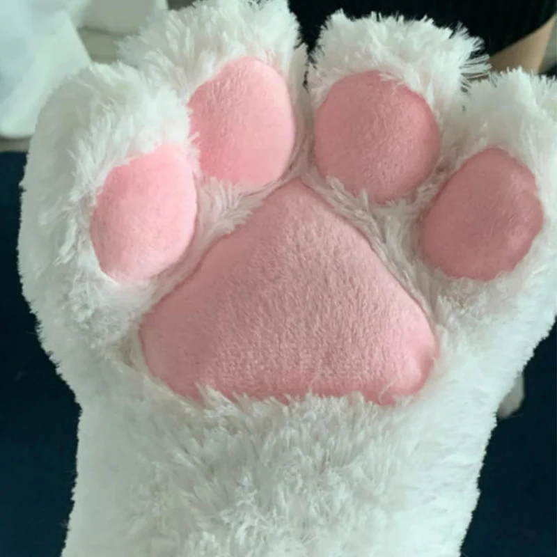 Top Trends: Kawaii Cat Claw Paw Plush Gloves Women Winter Warm Short Fingerless Gloves Fluffy Bear Cat Mittens Costume Half Finger Mittens Shoppable Styles