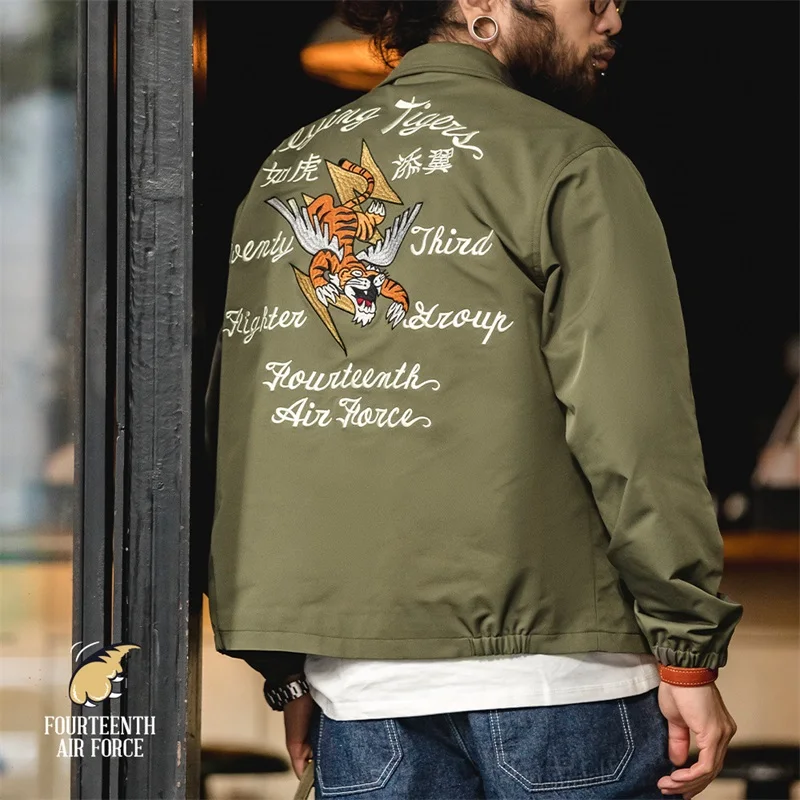 Top Trends: Maden Vintage A2 Bomber Jackets For Men Yokosuka Embroidery Flight Jacket Army Green Baseball Coats Spring Military Outerwear Shoppable Styles