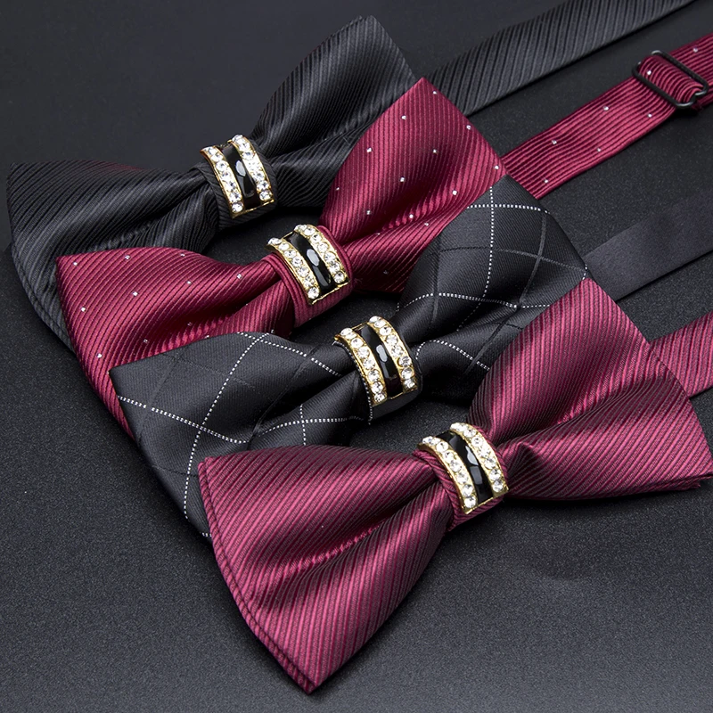 Top Trends: Men&#039;s Stripe Luxury Bowtie Necktie Formal Business Wedding Party Black Bow Tie Male Dress Shirt Accessories Gifts For Men Ties Shoppable Styles