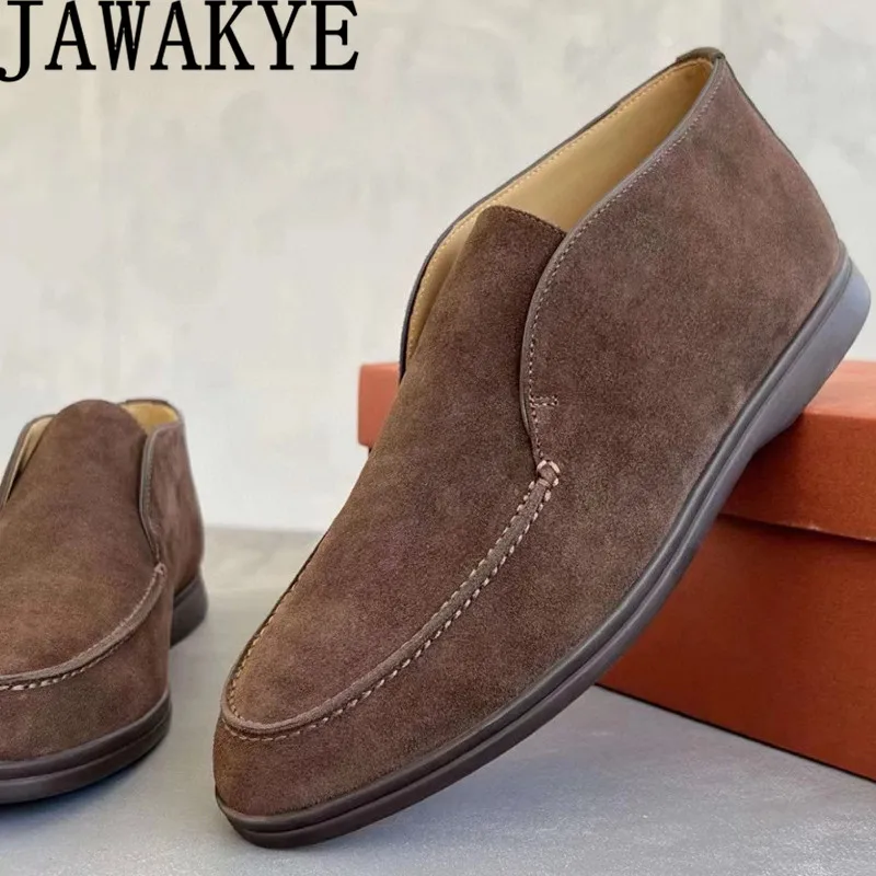 Top Trends: JAWAKYE High Top Suede Leather Loafers Shoes Men Round Toe Casual Formal Business Shoes Autumn Oxfords Men Walking Shoes Shoppable Styles