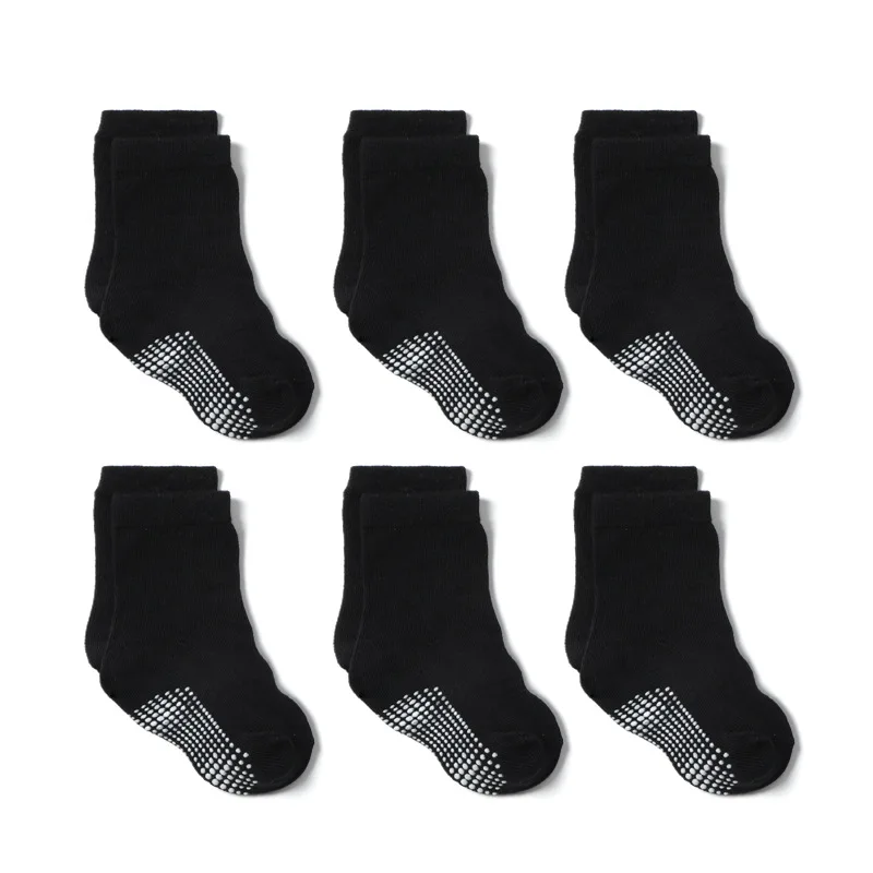 Top Trends: 6 Pairs Baby Non Slip Sock Boys Girls Anti Skid Soles Unisex Babe Newborn Infants Toddlers Grip Crew 0 To 6M Cotton Socks Kids Shoppable Styles