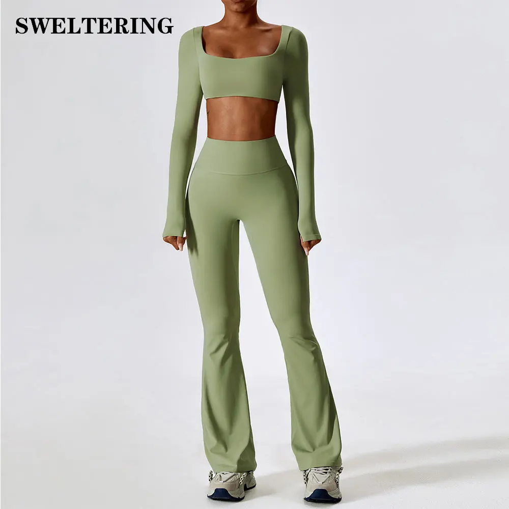 Top Trends: 2 Pieces Women Tracksuit Yoga Set Workout Sportswear Gym Clothing Fitness Long Sleeve Crop Top High Waist Leggings Sports Suits Shoppable Styles