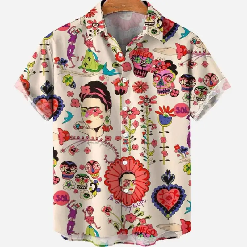 Top Trends: Men's Summer Vacation Character Figure Casual Luxury Social Fashion Floral Hawaiian Short Sleeve Shirts Elegant Vintage Clothes Shoppable Styles