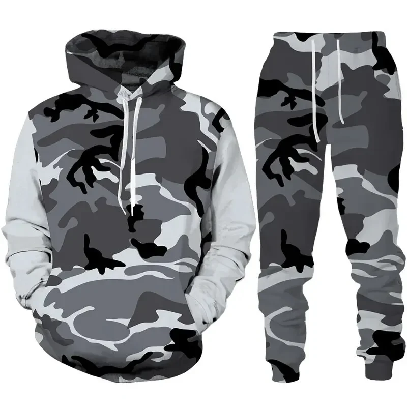 Top Trends: Camouflage Hoodie 3D Print Tracksuit Set Man Hoodie + Pants 2pcs Set Outdoor Fitness Sportswear Casual Men&#039;s Sportswear Clothing Shoppable Styles