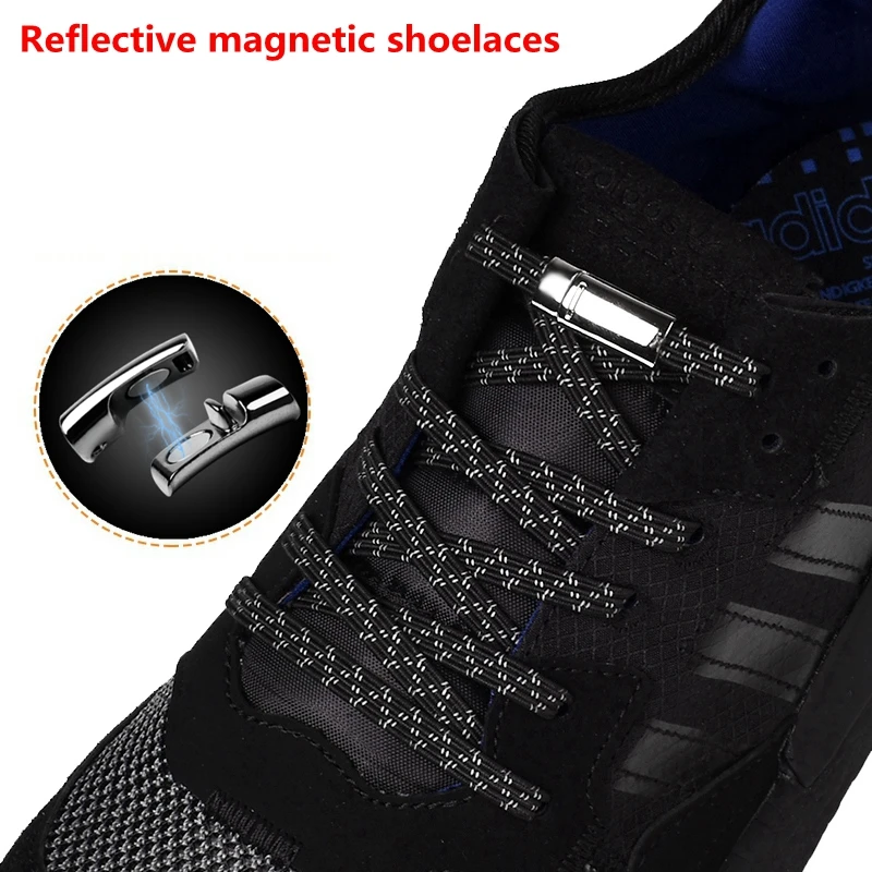 Top Trends: Reflective Magnetic Lock Shoelaces Elastic Sneakers Laces Without Ties Quick Shoe Lace Kids Adult No Tie Shoe Laces Rubber Bands Shoppable Styles