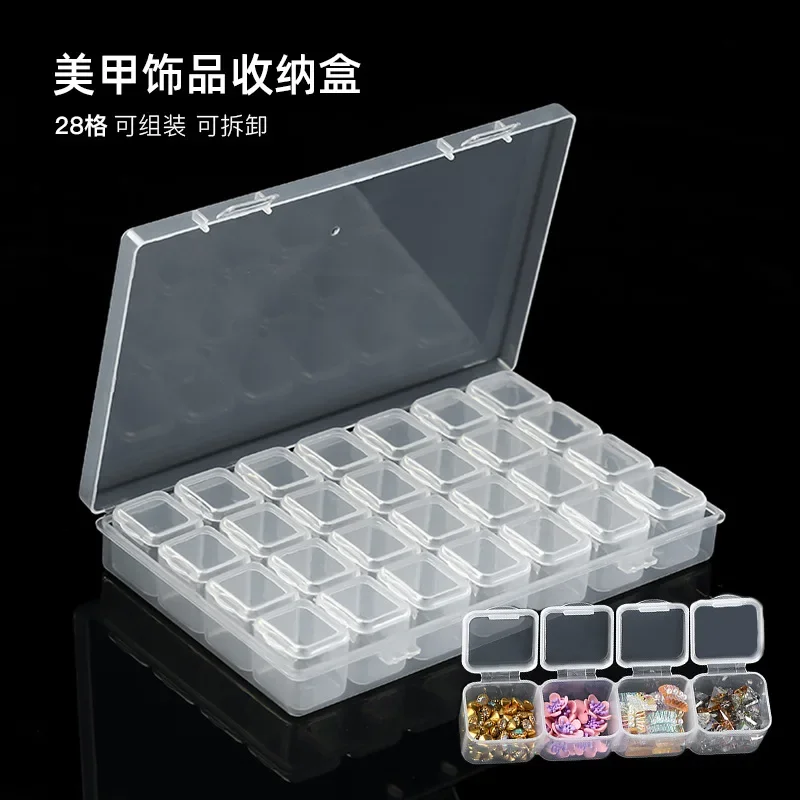 Top Trends: 28 Slots Clear Rainbow Nail Art Glitter Rhinestone Storage Case Nail Decoration Plastic Box Jewelry Display Container Organizer Shoppable Styles