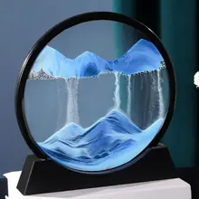 3D Moving Sand Art Picture Round Glass Deep Sea Sandscape Hourglass Quicksand Craft Flowing Painting Office Home Decoration Gift