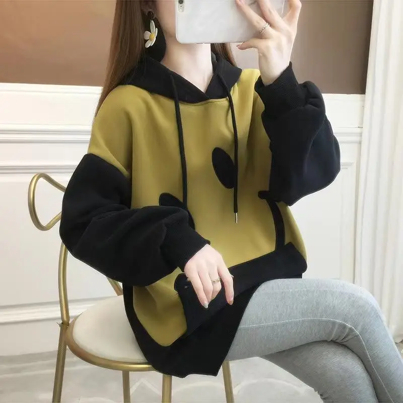 Top Trends: Fashion Spliced Pockets Embroidery Hoodies Sweatshirts Female Clothing 2023 Winter Loose Korean Tops Casual Warm Sweatshirts Shoppable Styles