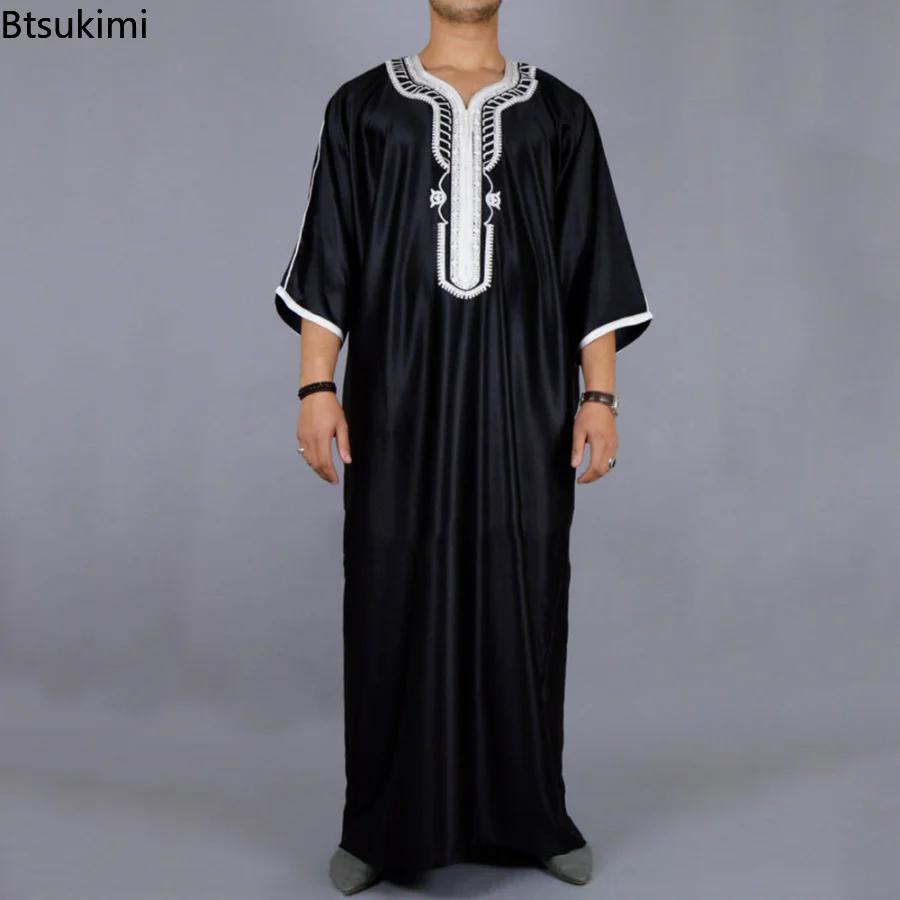 Top Trends: Fashion Muslim Men Jubba Thobes Arabic Pakistan Dubai Kaftan Abaya Robes Islamic Clothing Saudi Arabia Black Long Blouse Dress Shoppable Styles