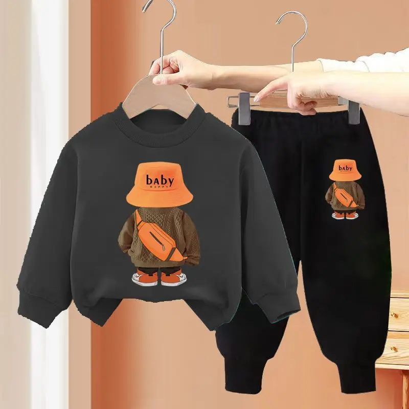 Top Trends: Autumn Children Boy Clothes Casual Cartoon Bear 2 Pieces Sets Teenage Sweater Pullover Top Pant Outfit Sports Tracksuits Loungew Shoppable Styles