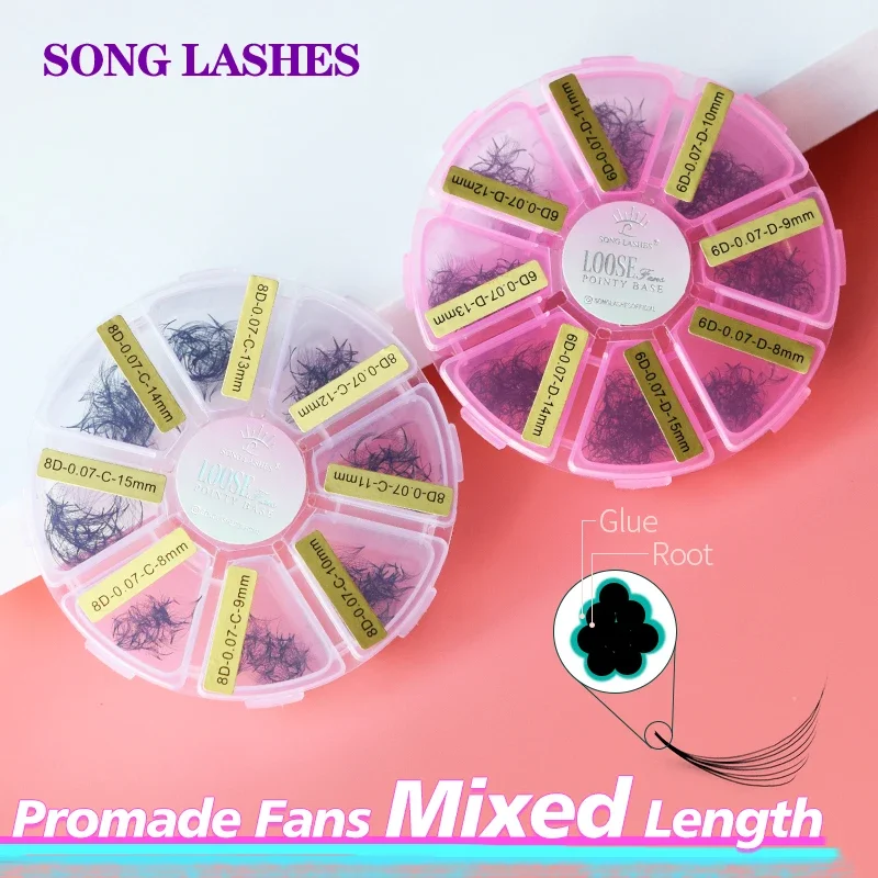 Top Trends: Song Lash Premade Russian Volume Fan Mixed Length Eyelash Extension Sharp Pointy Stem Premade Lashes Extension Thin Root 3d / 14d Shoppable Styles