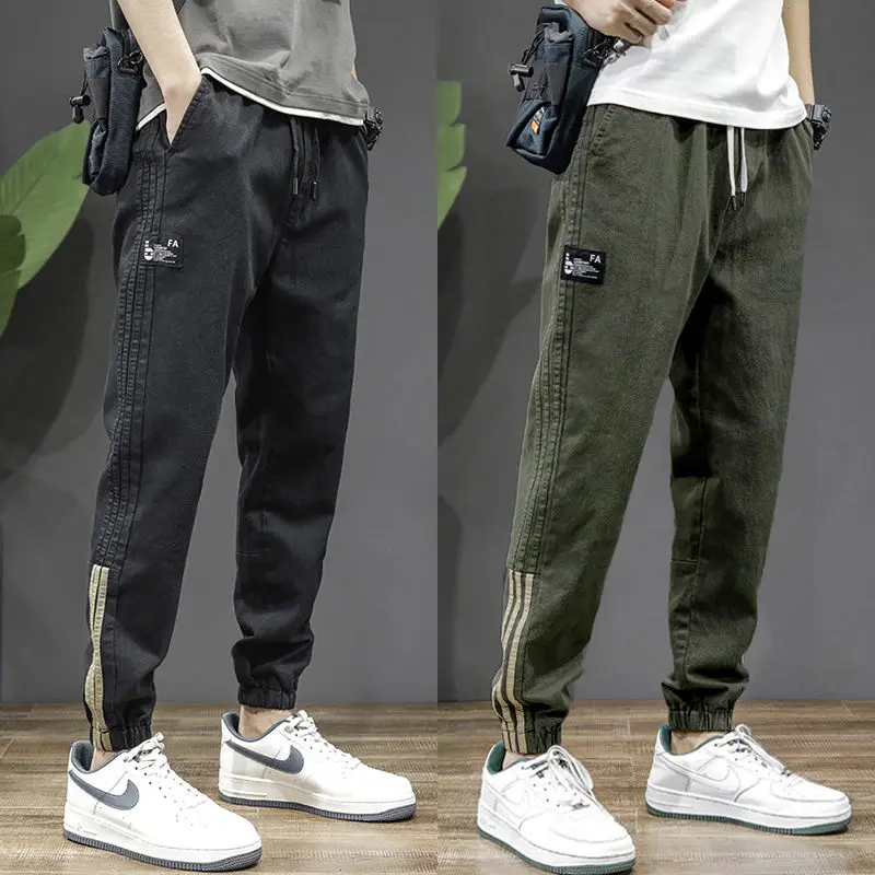 Top Trends: 2023 New Patch Pocket Men's Striped Harun Korean Bound Cargo Pants Classic Men's Thin Fashion Waist Drawstring Casual Trousers Shoppable Styles