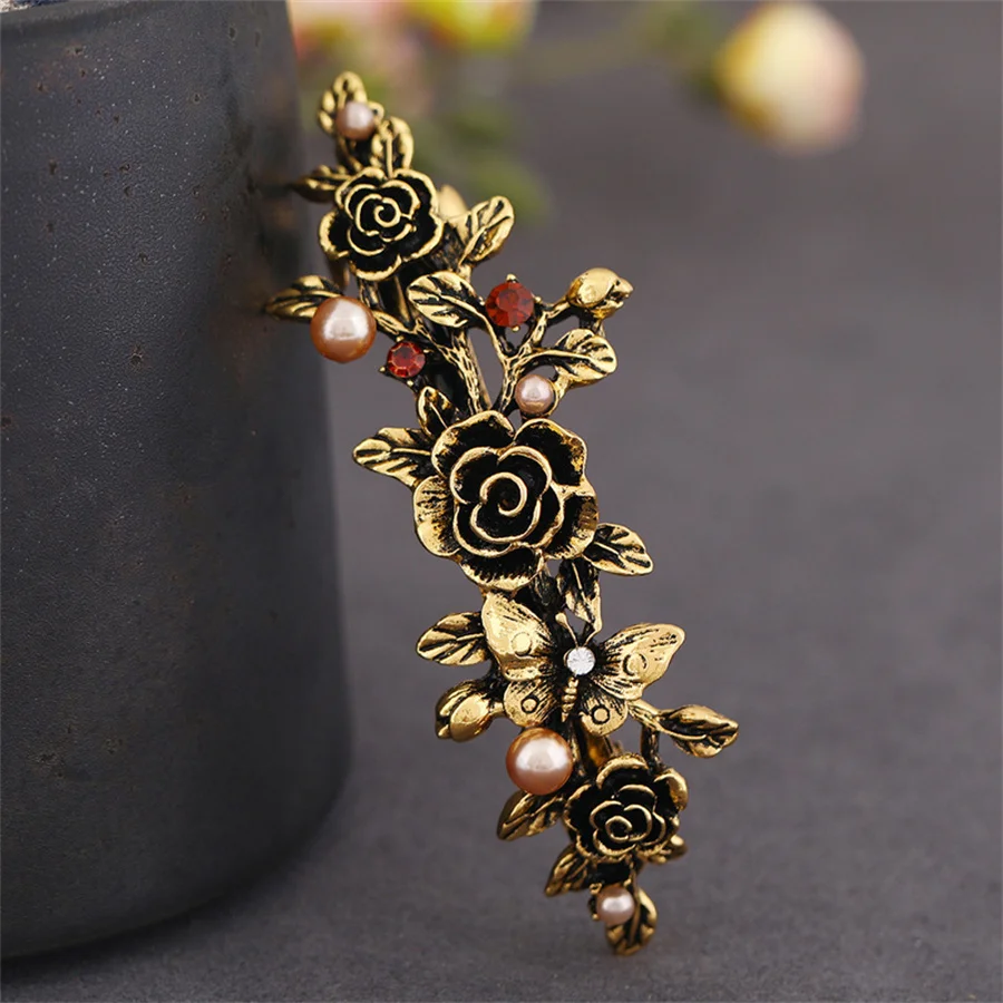 Top Trends: Fashion Crystal Metal Hair Clips Vintage Spring Hairpins Leaf Flowers Barrettes Elegant Women Headwear Luxury Hair Accessories Shoppable Styles