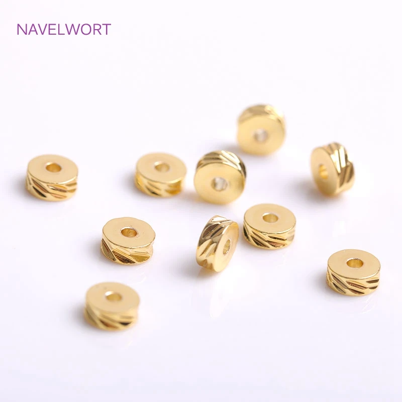 Top Trends: 4mm 5mm 6mm Brass Round Diagonal-Cut Beads 18K Gold Plating Flat Round Spacer Beads DIY Jewellery Making Supplies Wholesale Shoppable Styles