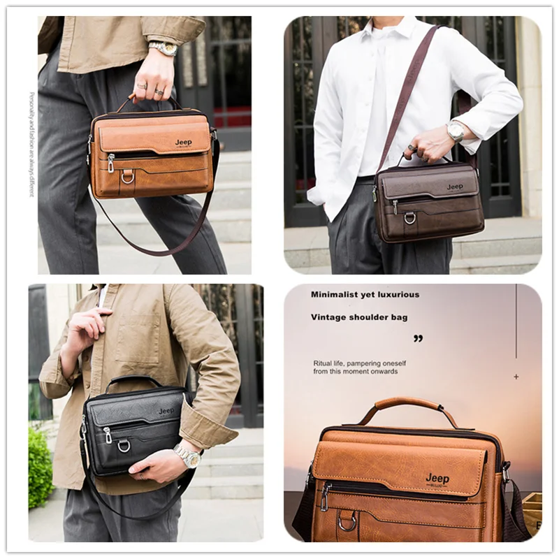 Top Trends: JEEP BULUO Multi-function Business Handbags Men New Man's Shoulder Bags Large Capacity Leather Messenger Bag Crossbody Big Brand Shoppable Styles - Image 3