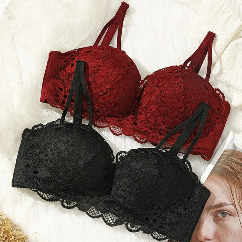 Top Trends: Female Lace Bralette Push Up A B Cup Bras Brassiere Sexy Detachable Strap Bra Women Underwear Shoppable Styles