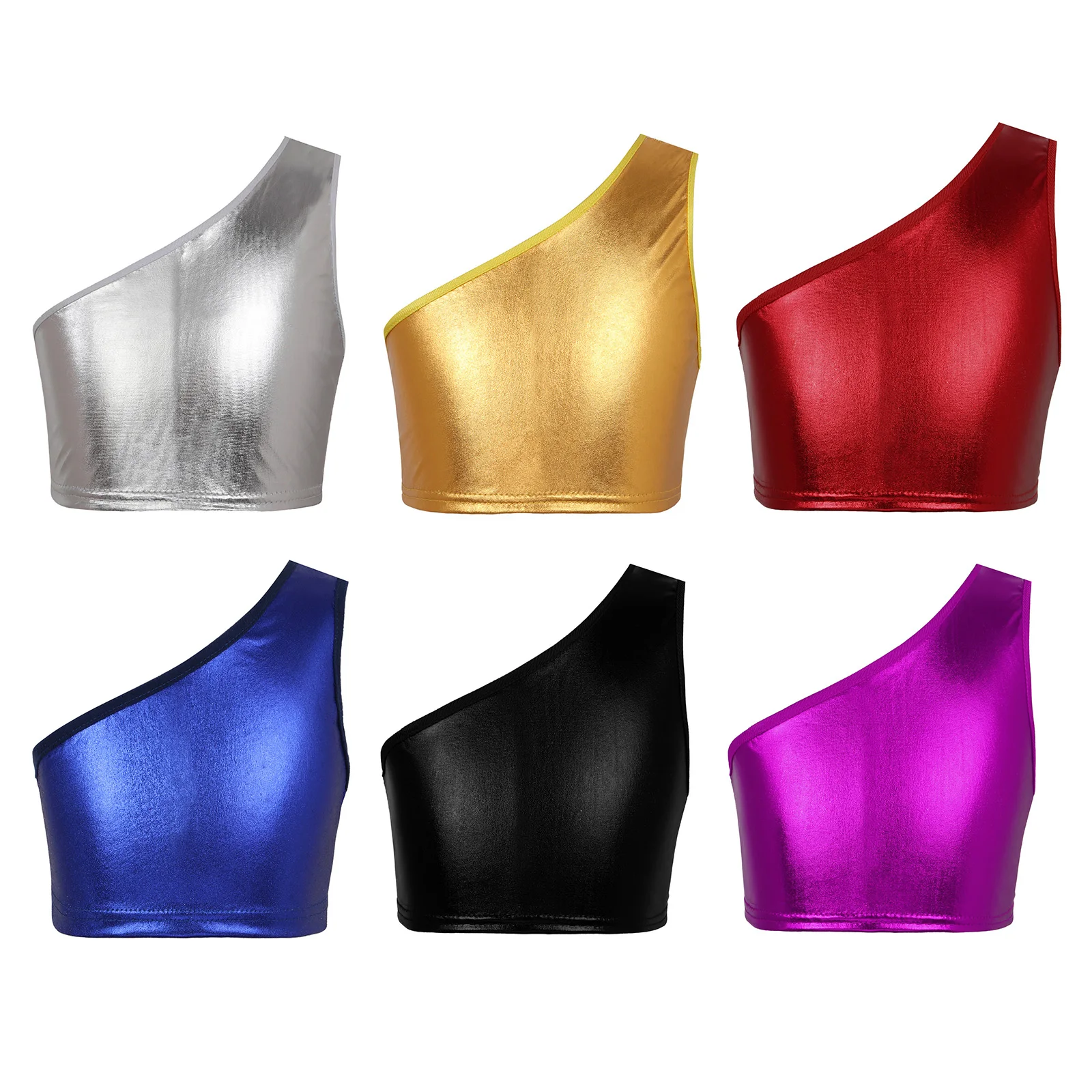 Top Trends: Kids Girls And Boys Child Sleeveless Shiny Metallic Vest Crop Top Jazz Dance Tops Stage Performance Costume Modern Dance Wear Shoppable Styles