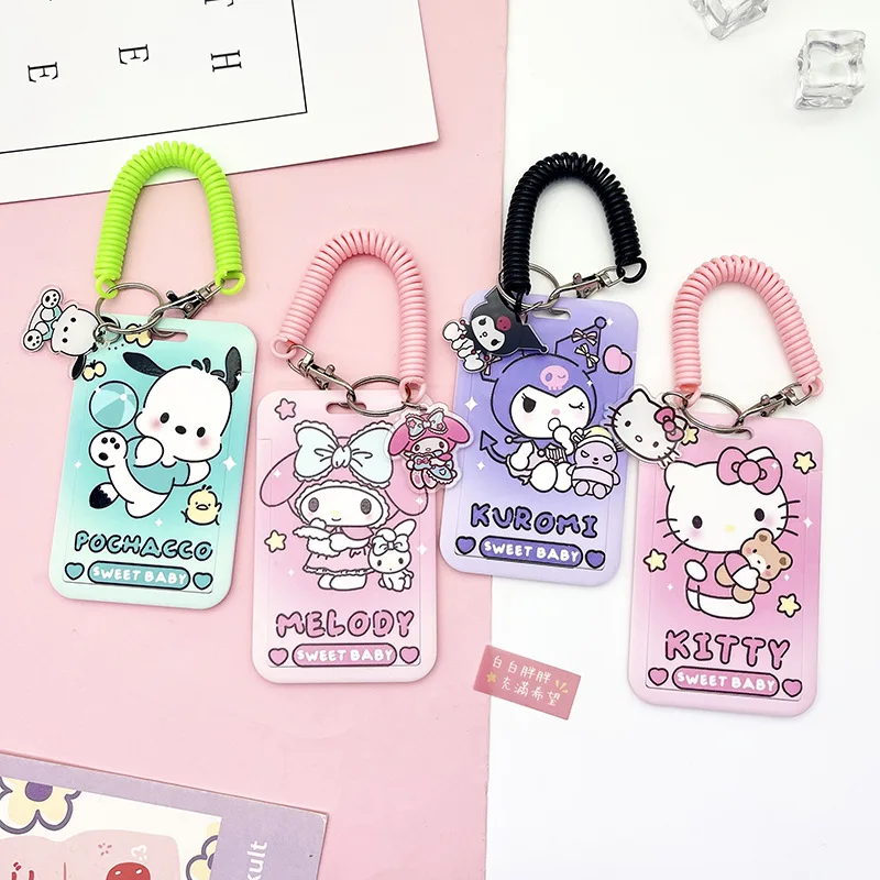 Top Trends: Sanrio Hello Kitty Card Holder Schoolgirl Cartoon Melody Kuromi PVC Sliding Cover Anti-degaussing Multi-function Card Sleeve Shoppable Styles