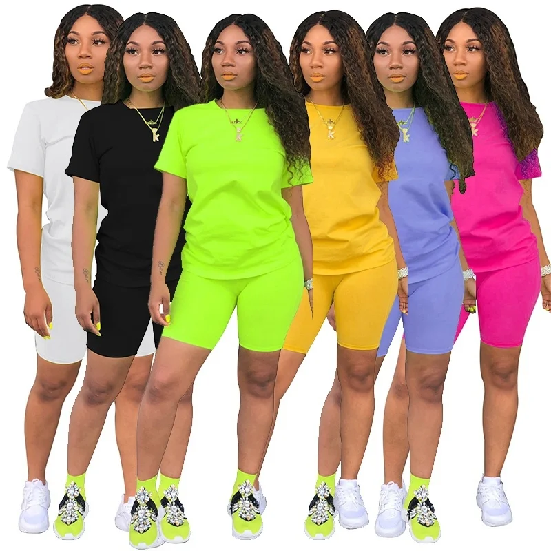 Top Trends: Summer Womens Fashion Short Sleeve T-shirt And Tight-fitting Shorts 2pc Set Tracksuit Ladies Sports Jogging Suits Outfit Shoppable Styles