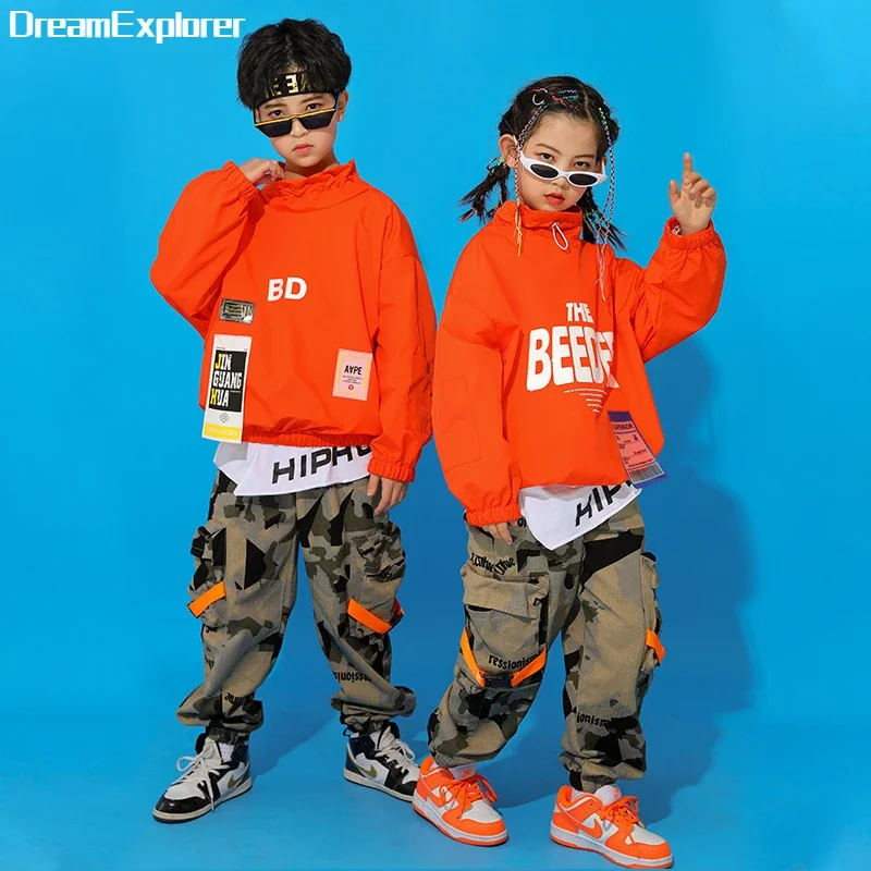 Top Trends: Hip Hop Boys Solid Color Pullover Camouflage Pants Girls Sweatshirt Joggers Costume Kids Jazz Dance Clothes Set Child Streetwear Shoppable Styles