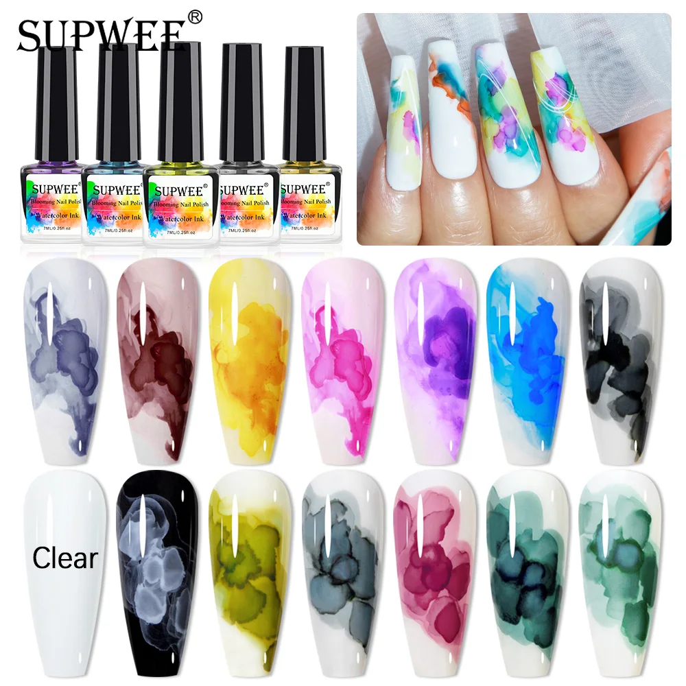 Top Trends: SUPWEE 7ML Blooming Gel Nail Polish Smoke Effect Gel Watercolor Ink Nail Art Blossom Gel Semi Permanent Soak Off UV Gel Varnish Shoppable Styles