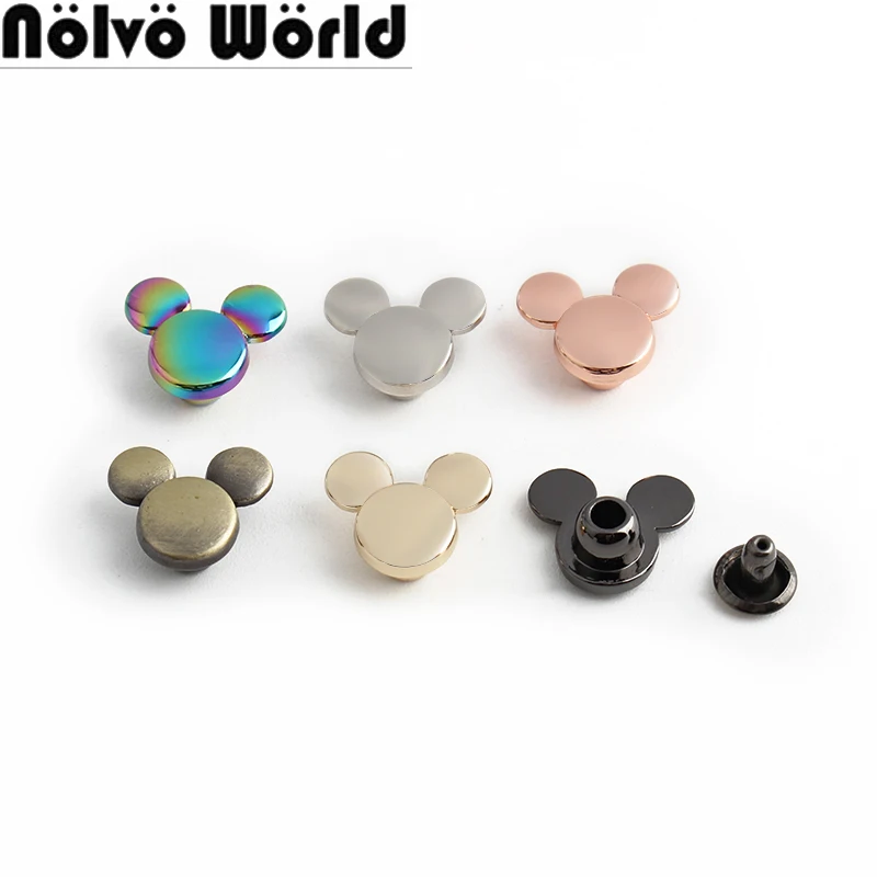 Top Trends: 20-100PCS 12.5MM Rainbow Cute Mouse Metal Chicago Shoes Round Head Rivets Screw Studs Purse Feet Buckles For Bags Accesories Shoppable Styles