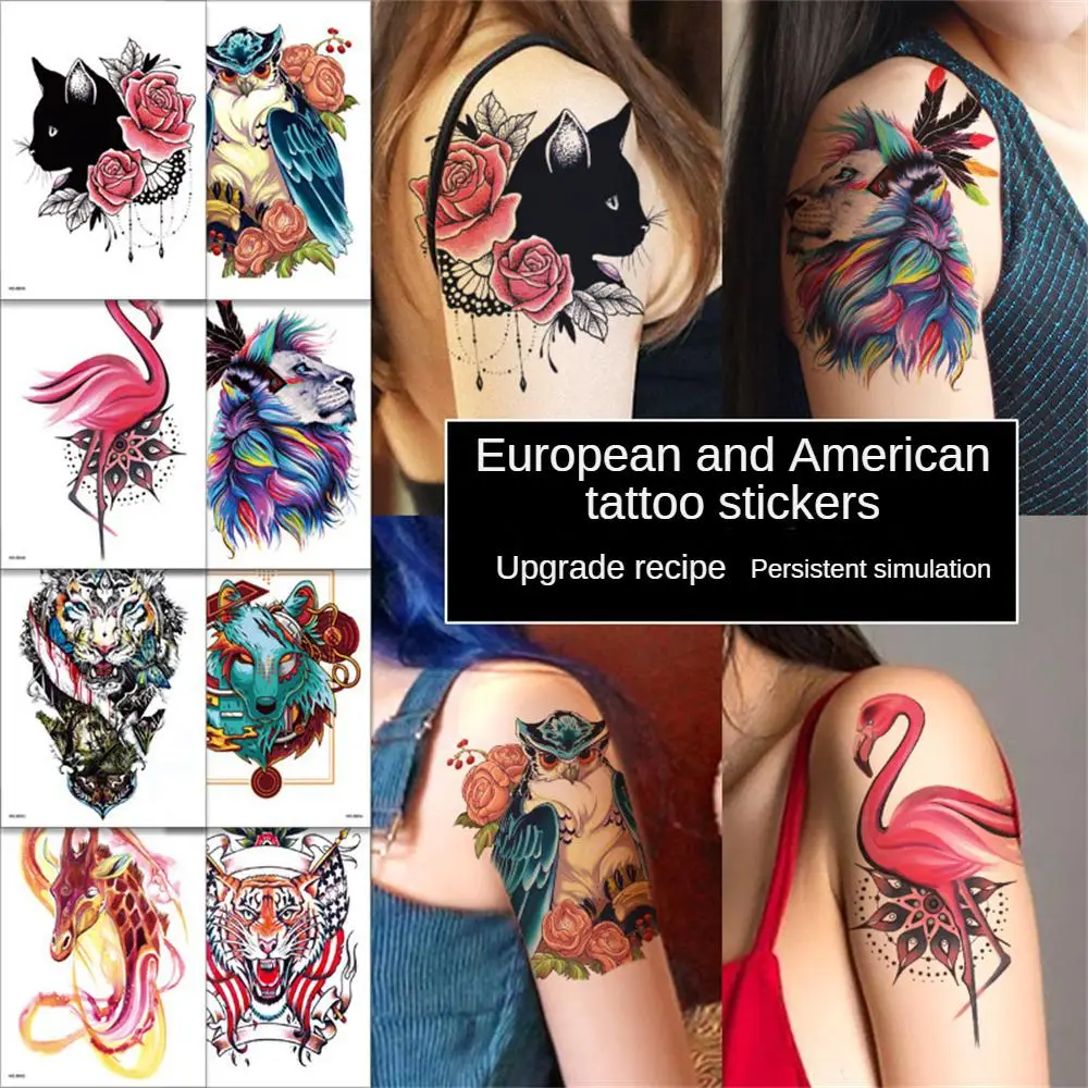 Top Trends: Upper Arm Sleeve Waterproof Tattoo Stickers Lion Tiger Wolf Chest Tattoo Crown Body Art Temporary Sexy Fake Tattoo For Women Men Shoppable Styles