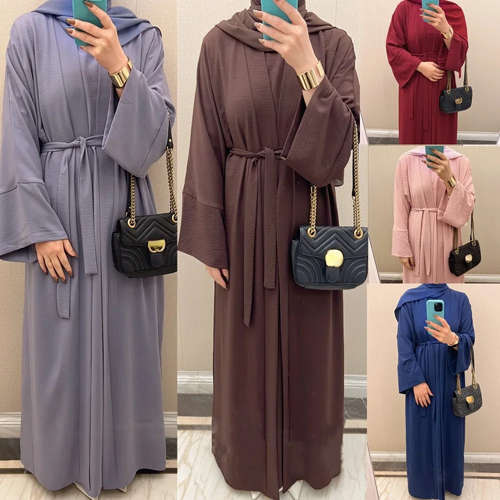 Top Trends: Middle East 2023 Türkiye Solid Robes Two Piece Set Hijab Dress Muslim Fashion Islamic Clothing For Women Abaya Muslim Sets Shoppable Styles