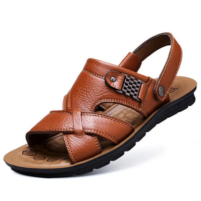 Top Trends: New Summer Classic Men Slippers Leather Men Sandals Light Male Shoes Soft Sandals Men Roman Comfortable Outdoor Walking Footwear Shoppable Styles