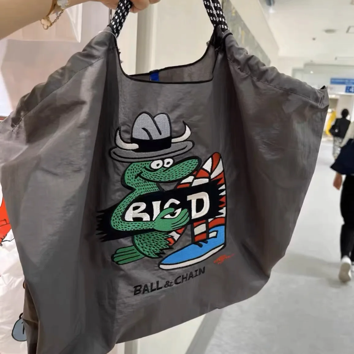 Top Trends: Crocodile Embroidery Eco Tote Bags For Women Cartoon Large Shoulder Bag Designer Handbag Ball Rope Handle Recycle Shopper Purses Shoppable Styles