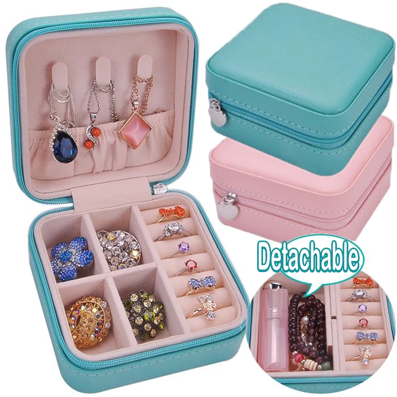 Top Trends: Travel Mini Jewelry Organizer Display Jewelry Zipper Case Boxes Earrings Necklace Ring Portable Jewelry Box Leather Storage Shoppable Styles