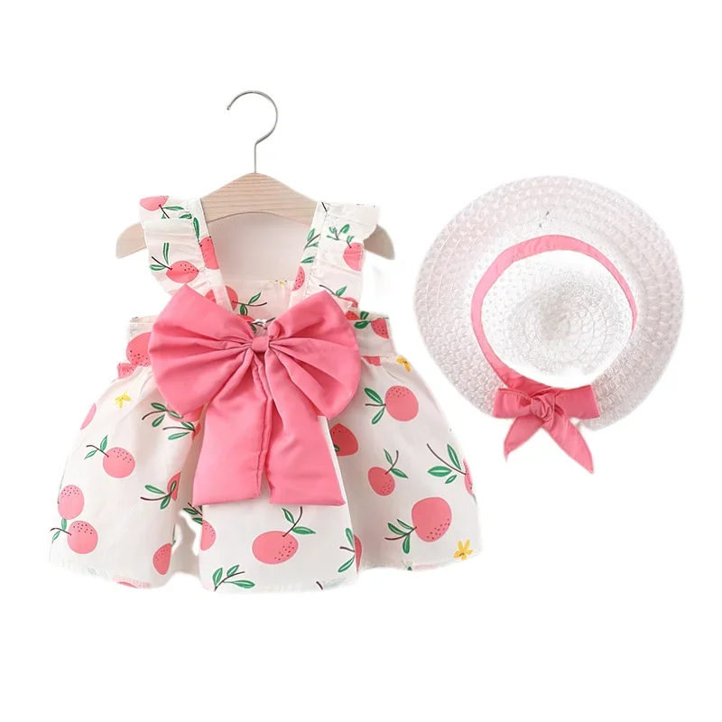 Top Trends: Baby Dress Lovely Summer Infant Baby Girl Clothes Big Bow Thin Sleeveless Cotton Toddler Dresses Sunhat Newborn Clothing Set Shoppable Styles