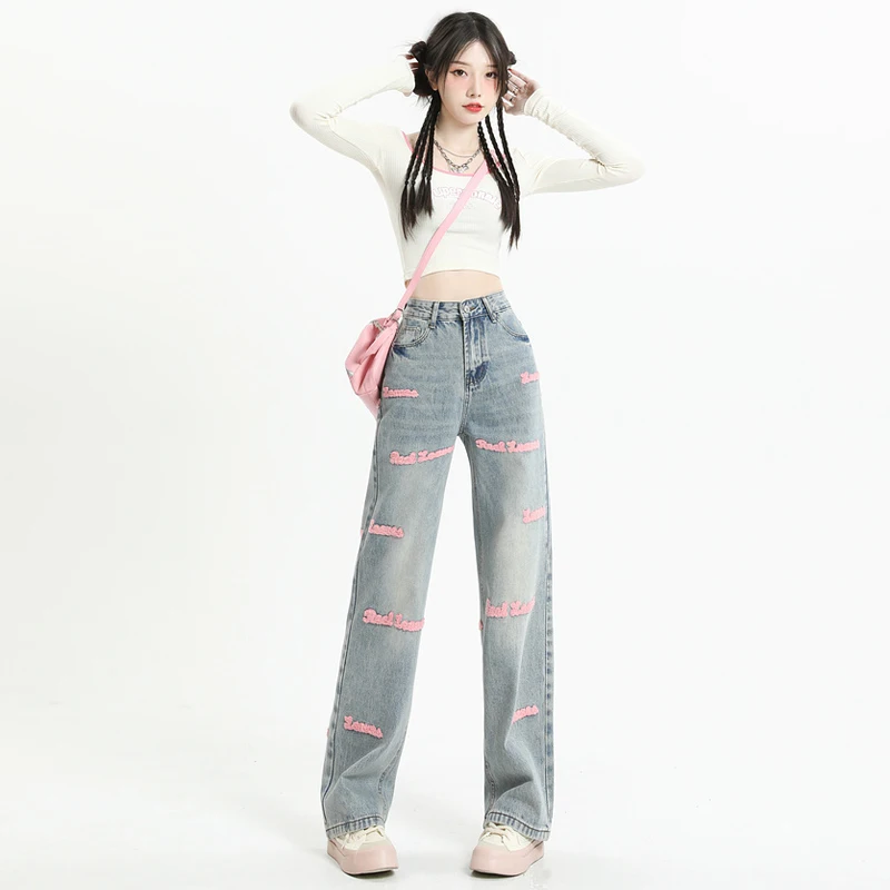 Top Trends: High Waisted Straight Jeans For Y2k Women Streetwear Summer Korean Dongdaemun 2023 Femme Pants Baggy Blue Denim Trousers Vintage Shoppable Styles - Image 3