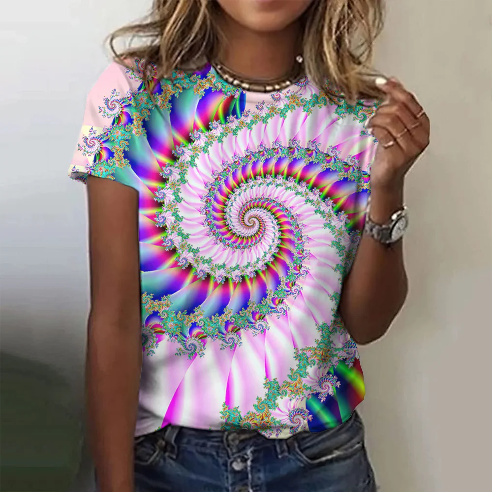 Top Trends: Summer Colorful Women T Shirt 3d Flower Print O-Neck Short Sleeve Blouse Fashion Plus Size T-Shirt For Women Y2k Female Clothing Shoppable Styles