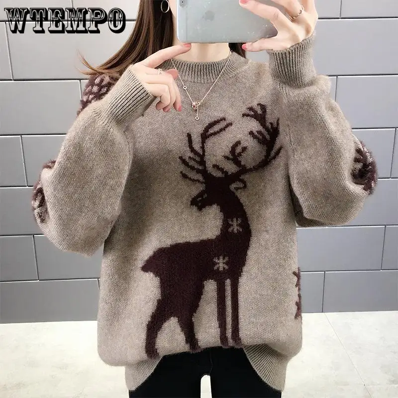 Top Trends: WTEMPO Christmas Loose Knitted Sweaters For Women Pullover Autumn Winter Warm Casual Knitwear All Match Soft T-shirts Female Shoppable Styles