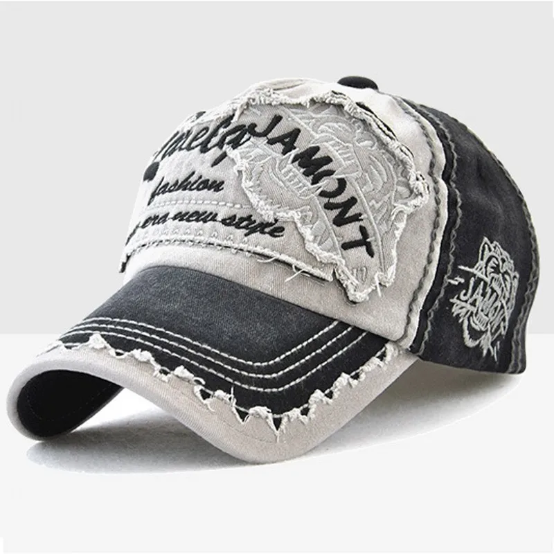 Top Trends: Distressed Washed Cotton Baseball Cap Tiger Embroidered Unstructured Cap Patchwork Contrast Color Stitched Cap Snapback Hat Shoppable Styles