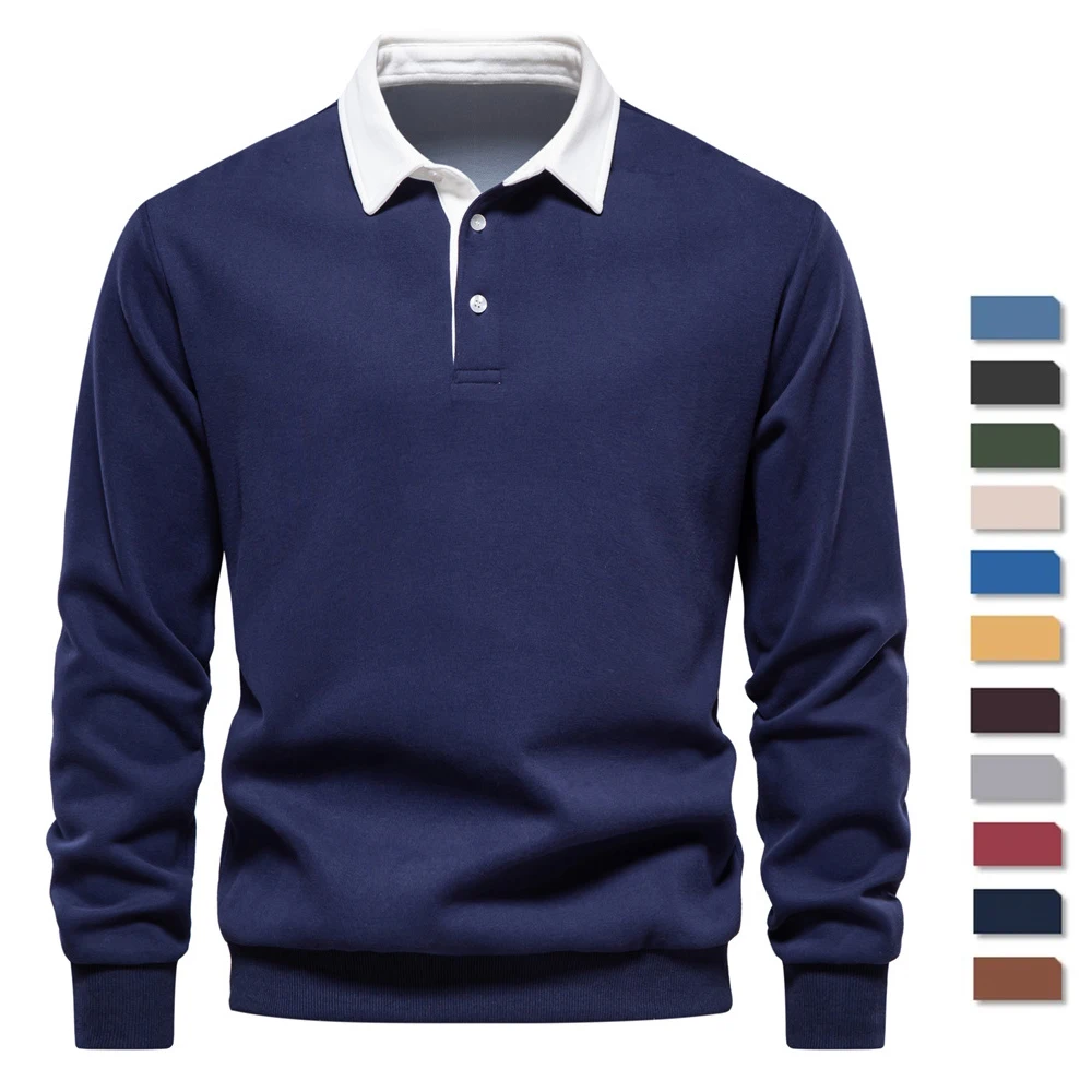 Top Trends: 2023 New Autumn Fashion Design Polo Neck Sweatshirts For Men Casual And Social Wear Quality Cotton Mens Long Sweatshirts Shoppable Styles