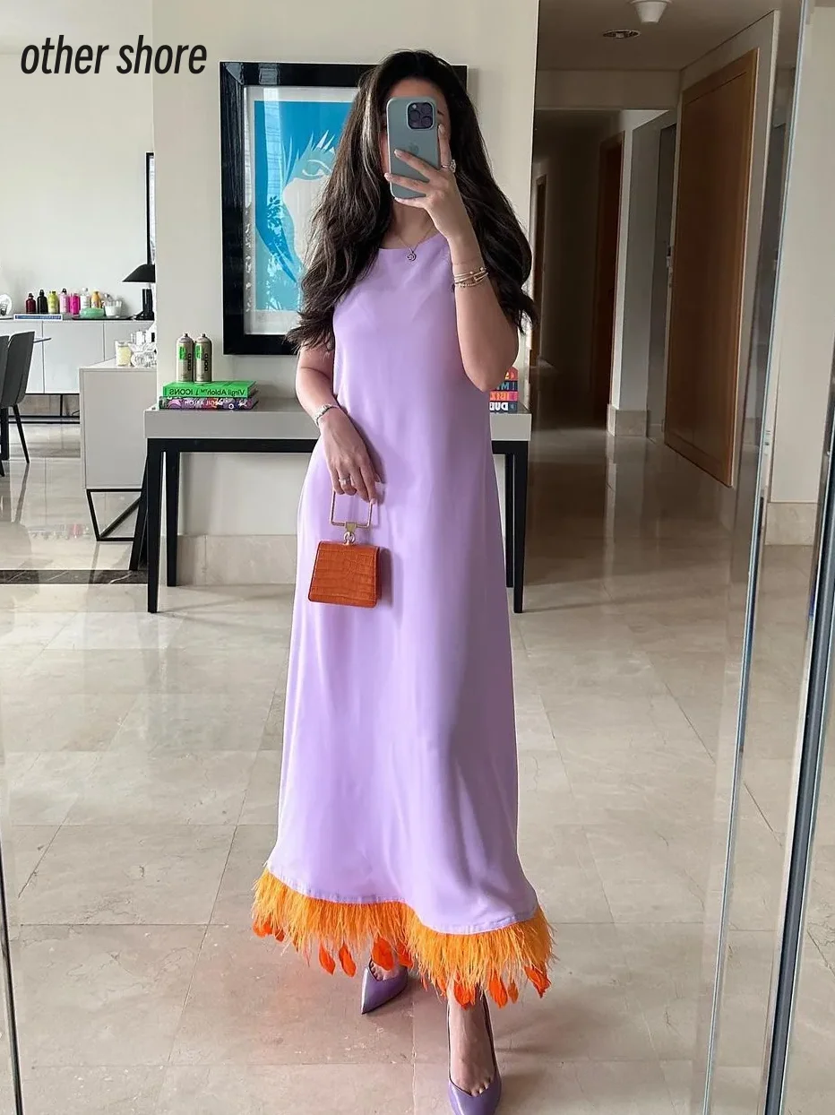 Top Trends: Other Shore Elegant Vintage Sweet Purple Orange Feathers Simple Customize Formal Occasion Prom Dress Evening Party Gowns Shoppable Styles